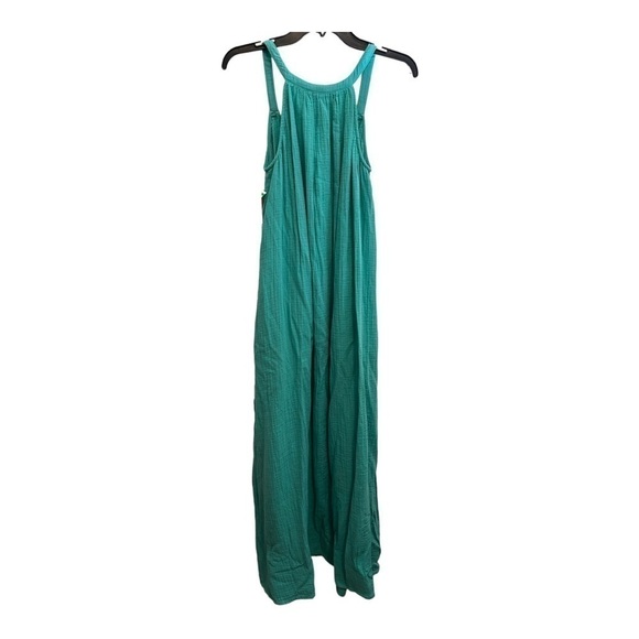 CASLON TEXTURED COTTON SLEEVELESS MAXI DRESS IN GREEN MARINE - Picture 6 of 14
